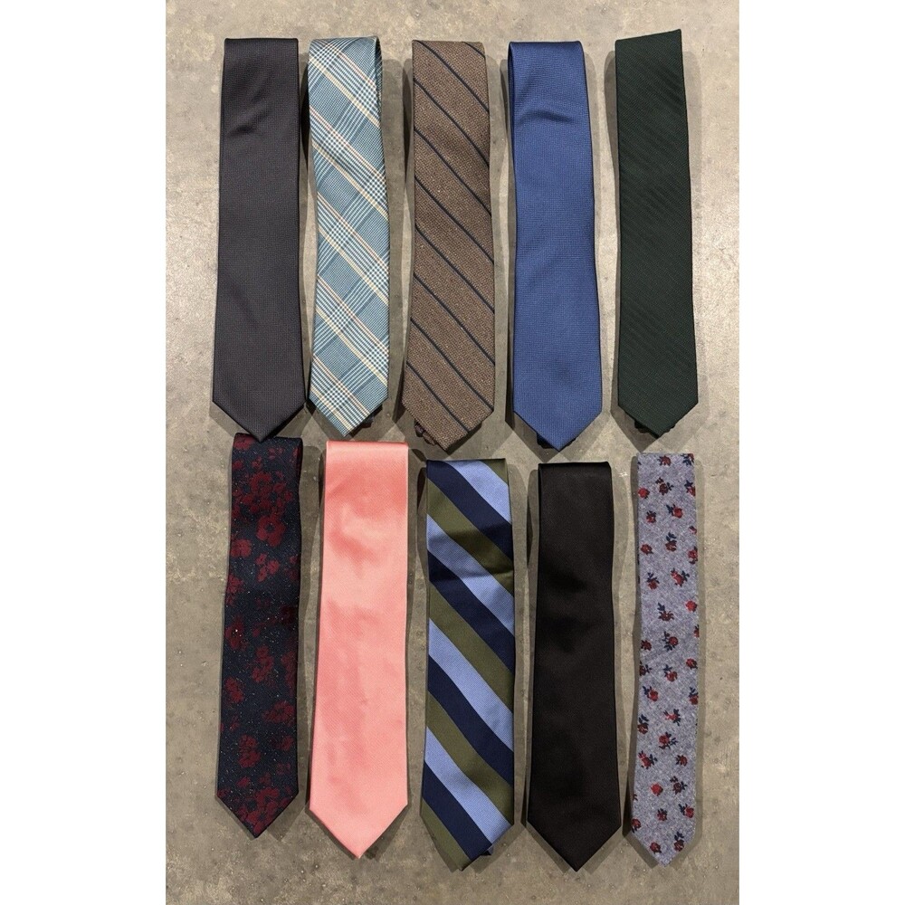Lot Of 10 Neck Ties - 9 Tie Bar 1 Penguin EUC